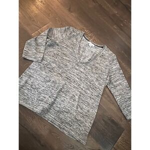 Liz Claiborne Weekend V-Neck‎ Pullover Top Comfy Casual Gray XL
